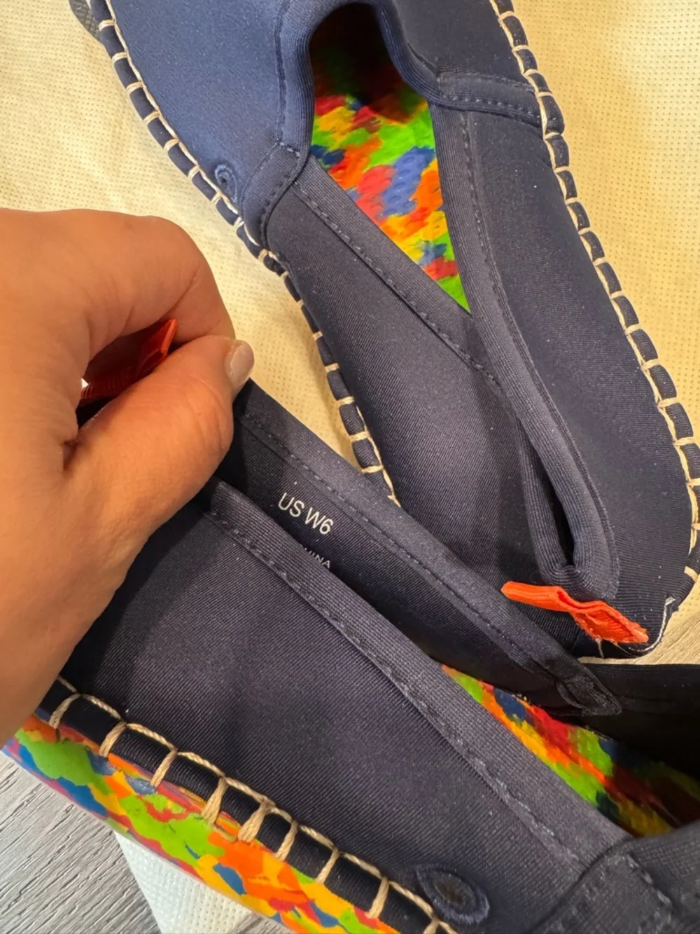 Sea Star Navy Espadrille Slip-Ons with Colorful Insole
